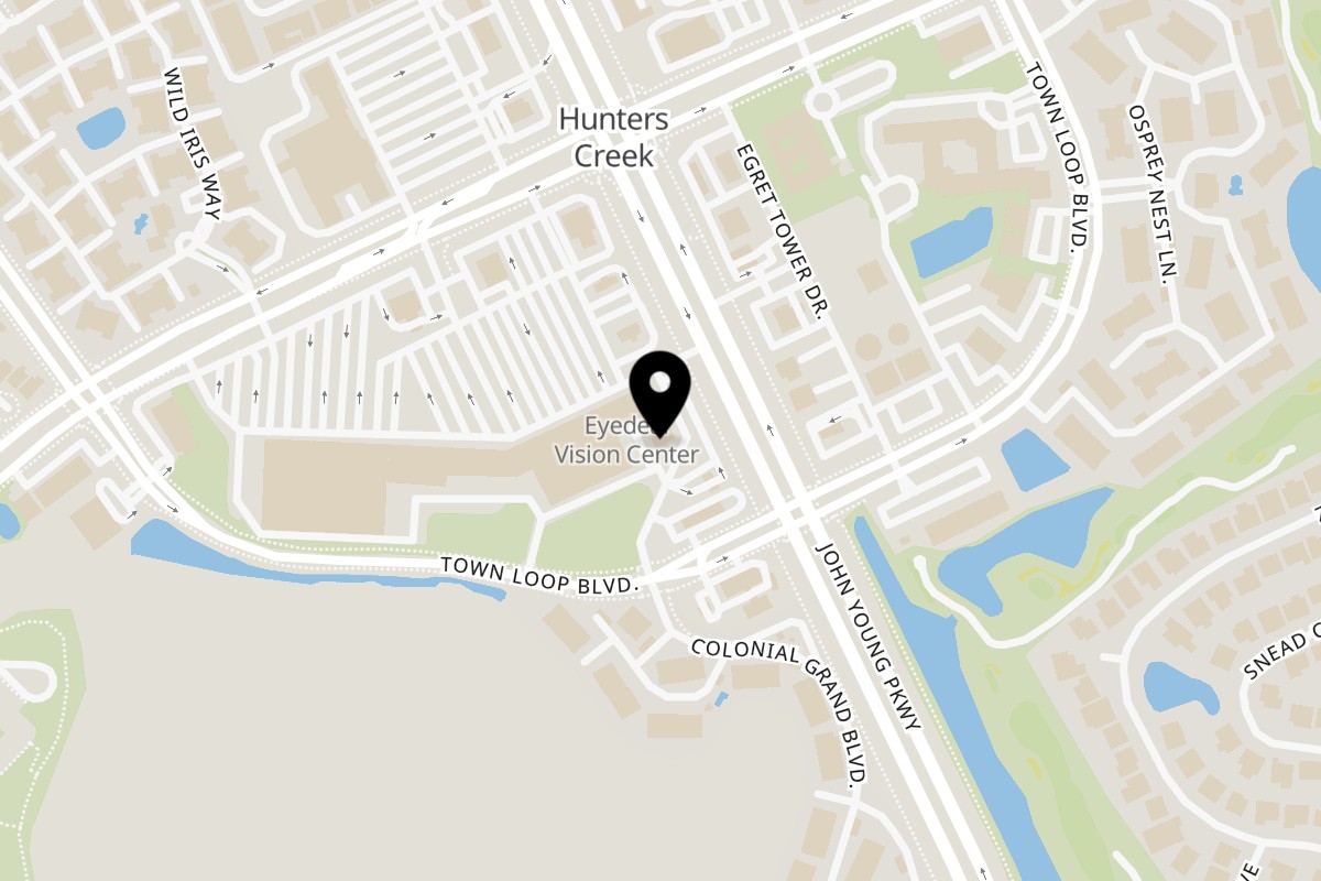 Map showing the location of Inchin's Bamboo Garden Orlando on 3900 Town Center Blvd in Orlando